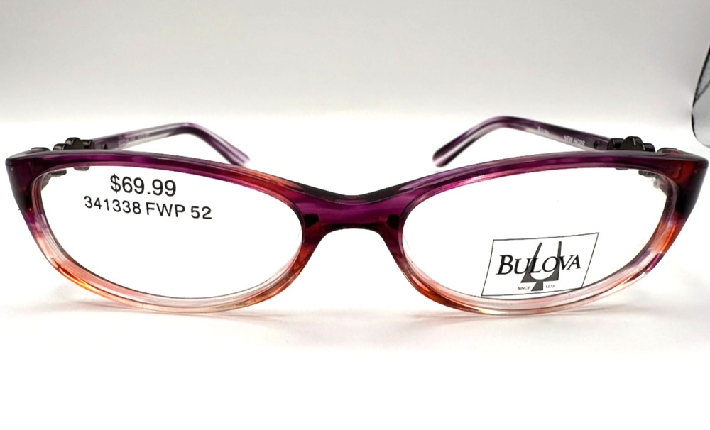 Bulova New Hope Violet Eyeglass Frames 52-16-135 Demo Lenses w/ Case